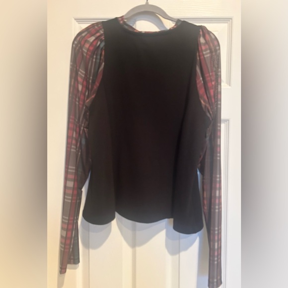 Anthropologie Maeve Long-Sleeve Embellished Plaid Top. M. - Picture 6 of 10
